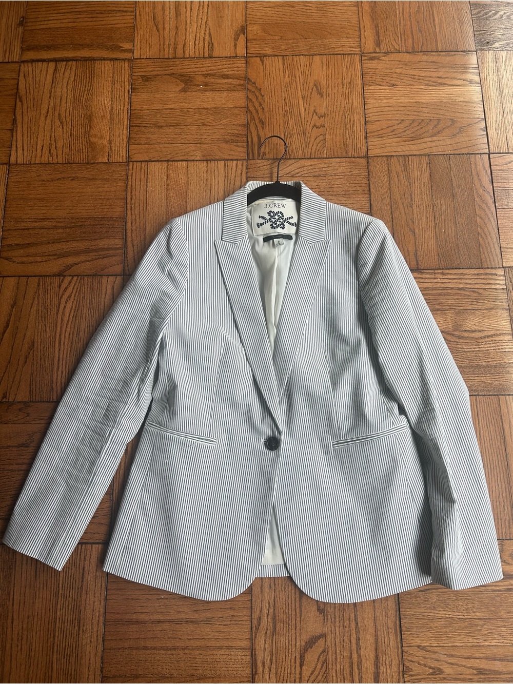 J. Crew White and Navy Striped Women's Blazer